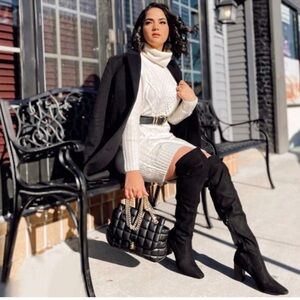 New Aubriana Over The Knee Faux Suede Heeled Boots, 9